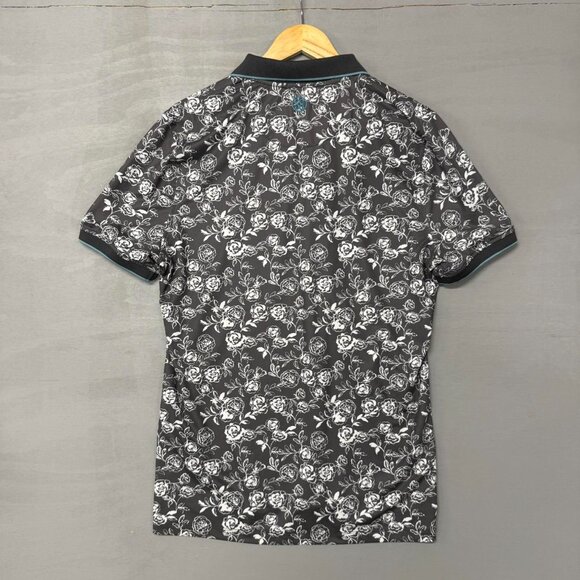 G Fore Black Floral Short Sleeve Performance Golf Polo Shirt Men’s Medium - Picture 4 of 5